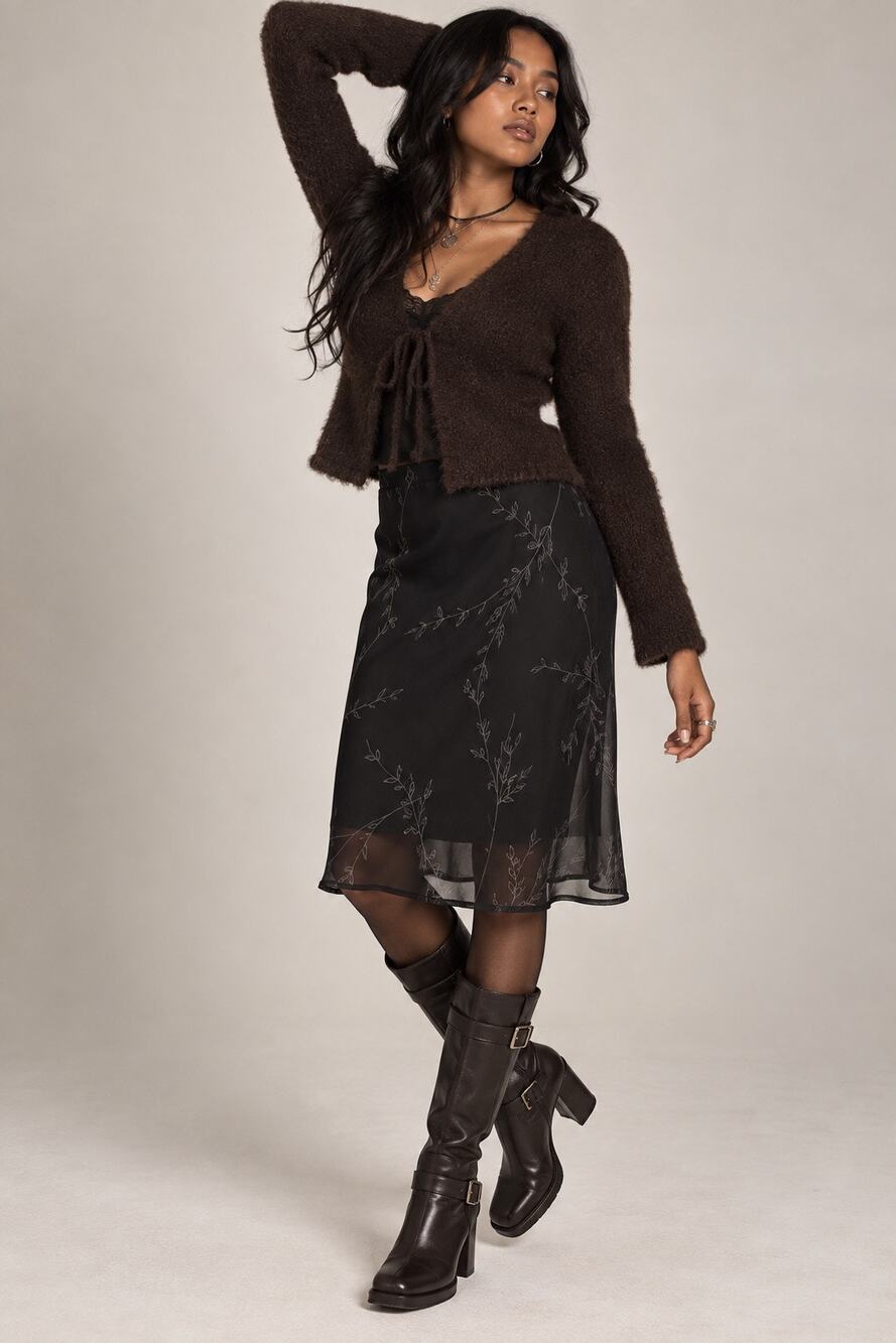 VTG Y2K Old Navy Black Chiffon Skirt 10 Whimsigoth Dark Fairy Romantic Witchy